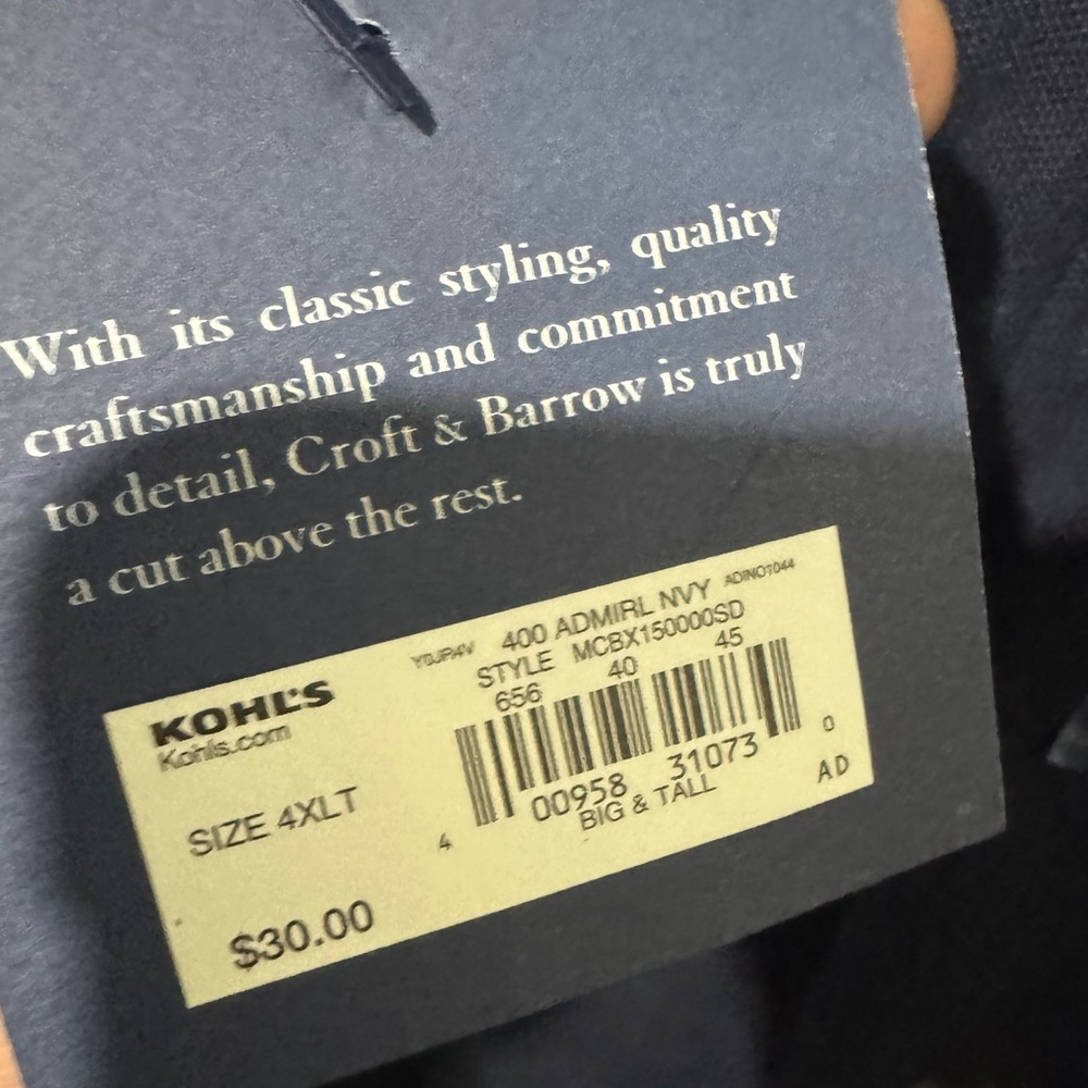 Croft & Barrow Men’s Big & Tall Polo. Size 4x - Picture 3 of 3